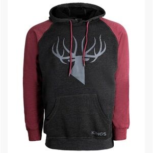 KINGS Logo Triblend Fleece Hoodie - Color Charcoal/Maroon - Size XL